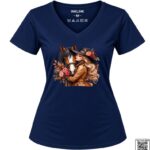 Fall Trench Coat Girl and Horse Women's V-Neck T-Shirt