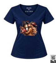 Fall Trench Coat Girl and Horse Women's V-Neck T-Shirt