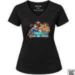 Cowgirl Truck with Dogs and Flowers Women's V-Neck T-Shirt