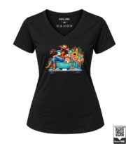 Cowgirl Truck with Dogs and Flowers Women's V-Neck T-Shirt