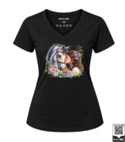 Girl and White Horse Floral Women's V-Neck T-Shirt - Image 6
