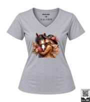 Fall Trench Coat Girl and Horse Women's V-Neck T-Shirt - Image 3