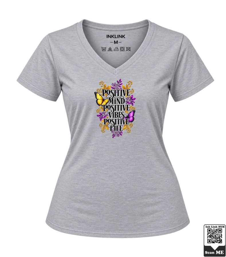 Bitmap (3) Positive Mind Positive Vibes Positive Life Women's V-Neck T-Shirt - Image 1