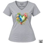 Floral Watercolor Heart Women's V-Neck T-Shirt