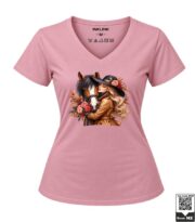 Fall Trench Coat Girl and Horse Women's V-Neck T-Shirt - Image 4