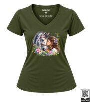 Girl and White Horse Floral Women's V-Neck T-Shirt - Image 5