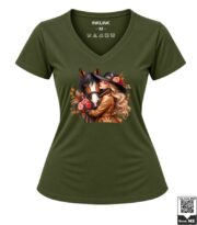 Fall Trench Coat Girl and Horse Women's V-Neck T-Shirt - Image 6