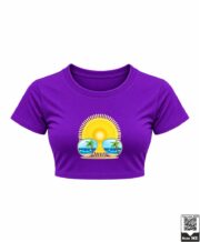 Summer Beach Sunglasses Palm Trees Crop Top - Image 2