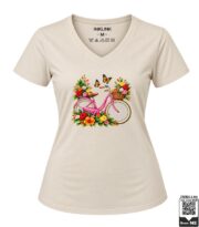 Floral Pink Bicycle Women's V-Neck T-Shirt - Image 8