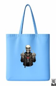 Rebellious Biker Skeleton Flipping Off Tote Bag - Image 2