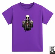 Kids Rebel Biker Skeleton Graphic T-Shirt - Image 2