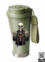 Rebellious Biker Skeleton Stainless Steel Travel Mug - Image 2