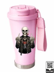 Rebellious Biker Skeleton Stainless Steel Travel Mug - Image 4