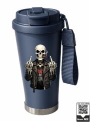 Rebellious Biker Skeleton Stainless Steel Travel Mug - Image 5