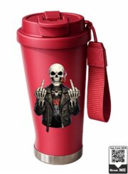 Rebellious Biker Skeleton Stainless Steel Travel Mug - Image 6