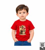 Cute Cheerful Cheetah with Hearts Kids Purple Crew Neck T-Shirt - Image 3