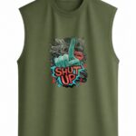 Shut Up Graffiti Hand & Lips Sleeveless Vest