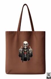 Rebellious Biker Skeleton Flipping Off Tote Bag - Image 4