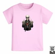 Kids Rebel Biker Skeleton Graphic T-Shirt - Image 4