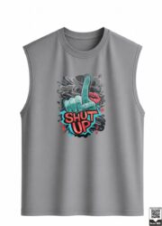 Shut Up Graffiti Hand & Lips Sleeveless Vest - Image 11