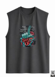 Shut Up Graffiti Hand & Lips Sleeveless Vest - Image 10