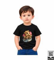 Cute Teddy Bear with Hearts Kids Yellow Crew Neck T-Shirt - Image 6
