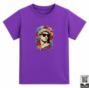 Kids Classical Statue With Sunglasses Floral Graphic T-Shirt - Image 2