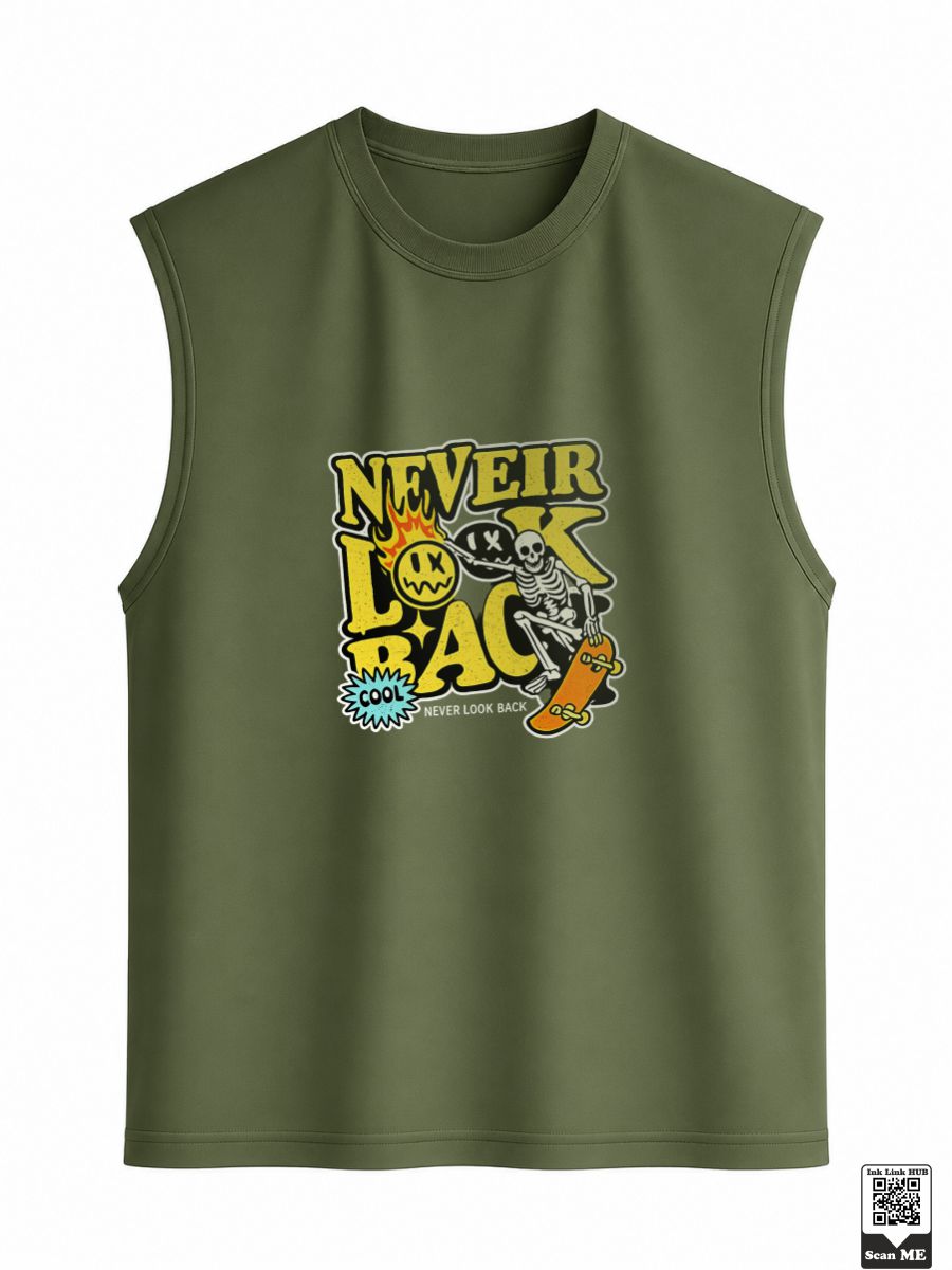 Group of 2 Objects (48) Never Look Back Skater Skeleton Sleeveless Vest - Image 1
