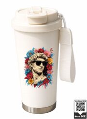 Cool Statue With Floral Crown Stainless Steel Travel Mug - Image 9