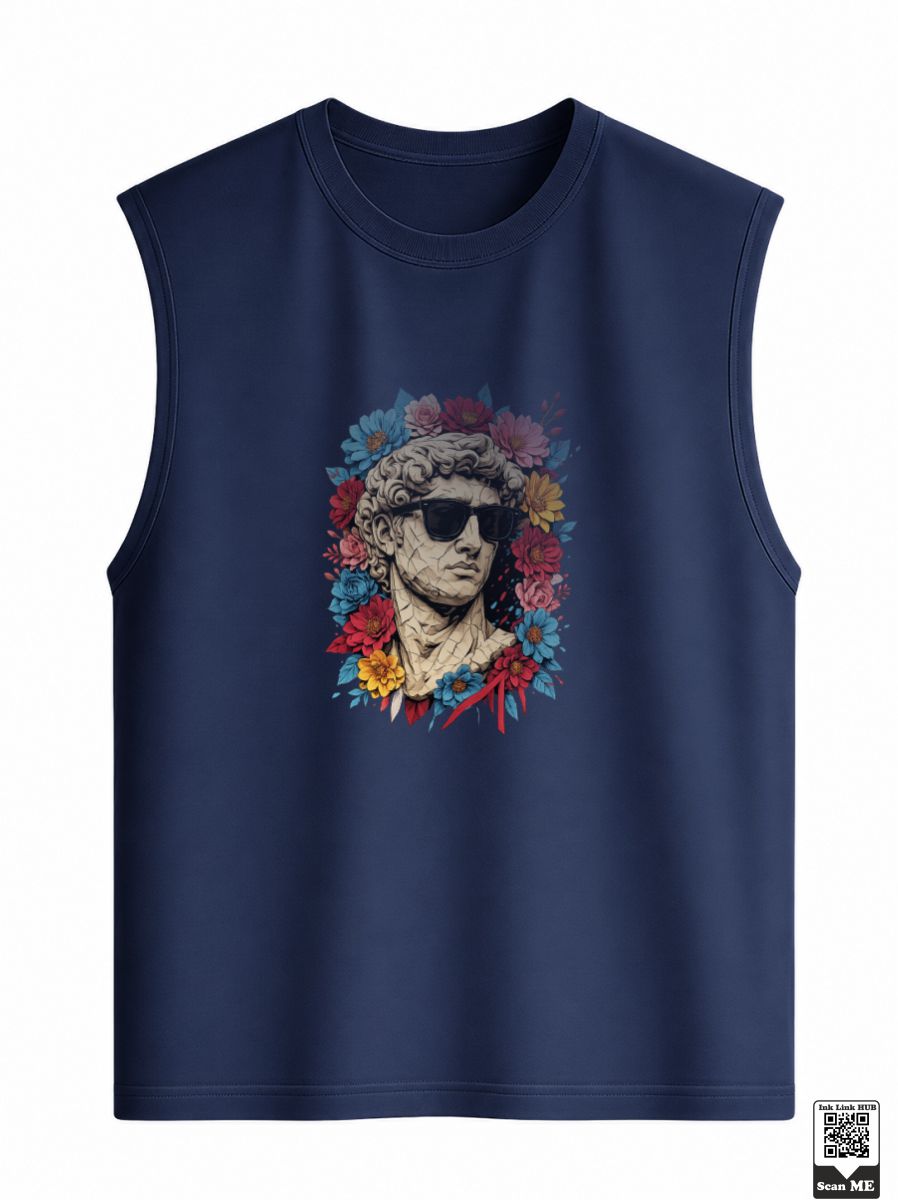 Group of 2 Objects (54) Greek Statue Floral Sunglasses Sleeveless Vest - Image 1