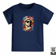 Kids Classical Statue With Sunglasses Floral Graphic T-Shirt - Image 9