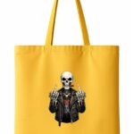 Rebellious Biker Skeleton Flipping Off Tote Bag