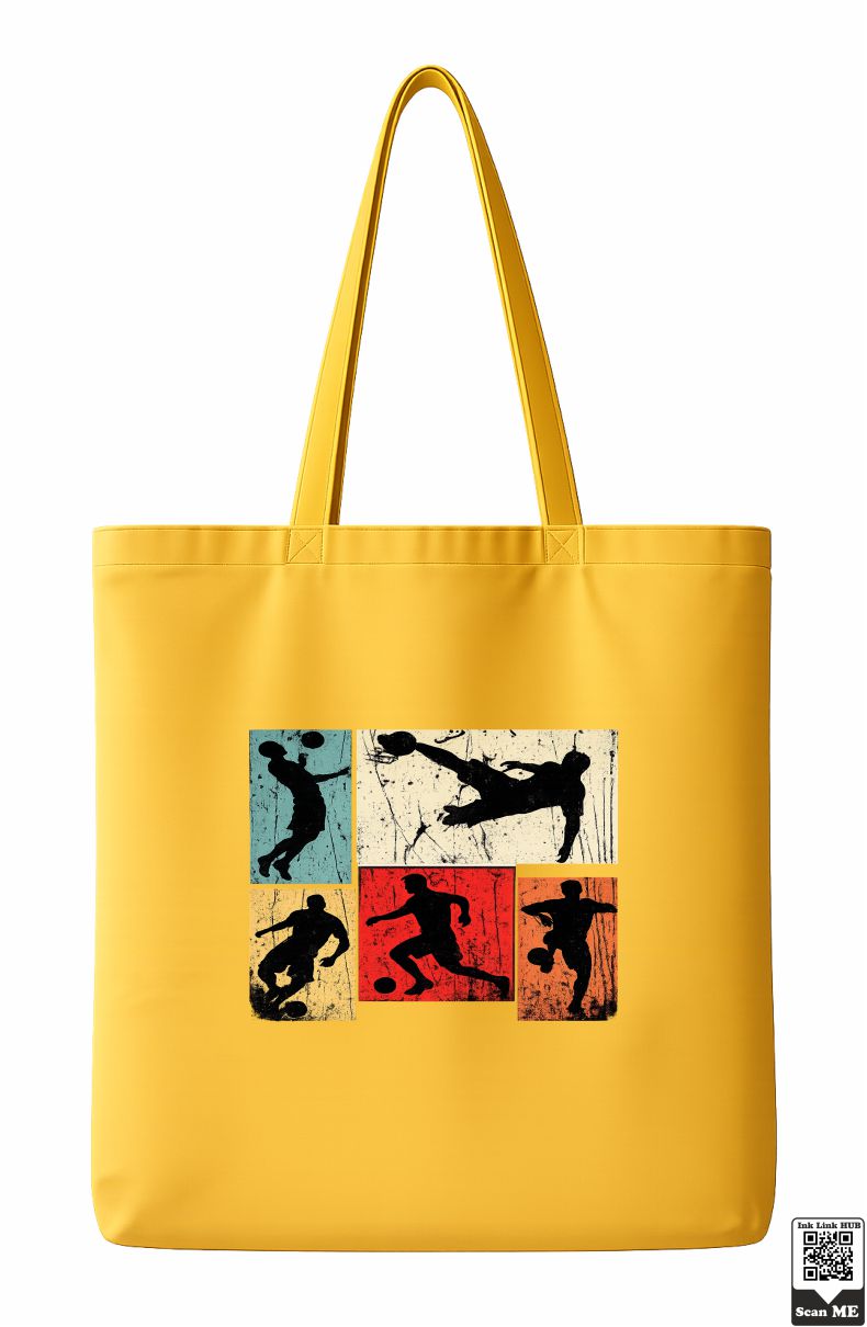 Group of 2 Objects (82) Retro Soccer Player Action Panels Tote Bag - Image 1