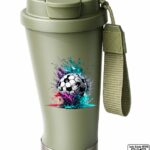 Vibrant Soccer Splash Stainless Steel Travel Mug