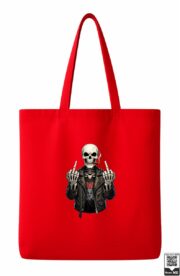 Rebellious Biker Skeleton Flipping Off Tote Bag - Image 8