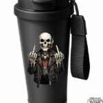 Rebellious Biker Skeleton Stainless Steel Travel Mug