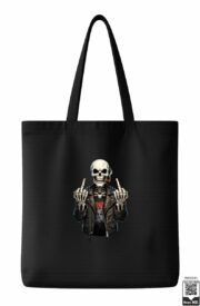 Rebellious Biker Skeleton Flipping Off Tote Bag - Image 10