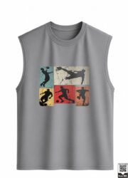Football Silhouettes Collage Sleeveless Vest - Image 9