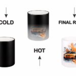 Orange Sports Car Splash Heat-Changing Magic Coffee Mug