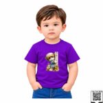 Cute Cat Peekaboo Kids Purple Crew Neck T-Shirt