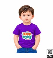 Keep Trying Motivational Kids Purple Crew Neck T-Shirt