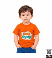 Keep Trying Motivational Kids Purple Crew Neck T-Shirt - Image 2