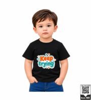 Keep Trying Motivational Kids Purple Crew Neck T-Shirt - Image 4