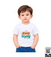 Keep Trying Motivational Kids Purple Crew Neck T-Shirt - Image 5