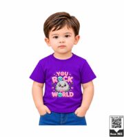 You Rock My World Cute Rock Kids Orange Crew Neck T-Shirt - Image 2