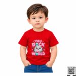 You Rock My World Cute Rock Kids Orange Crew Neck T-Shirt