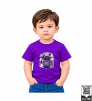 Coffee Fuels My Soul Cute Cat Space Kids Purple Crew Neck T-Shirt - Image 2