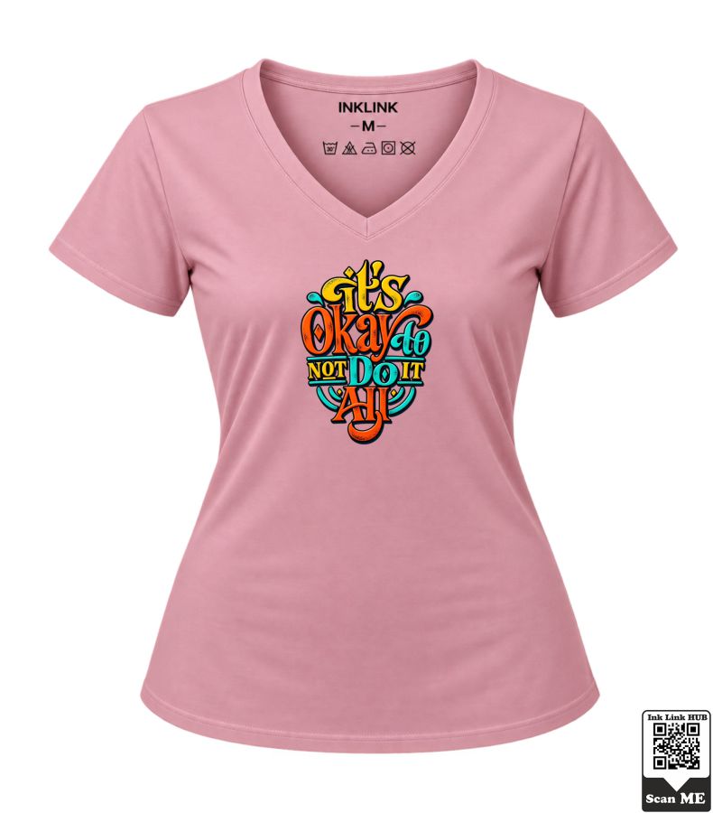 abcd12 (3) It's Okay Not to Do It All Motivational Women's Olive Green V-Neck T-Shirt - Image 1