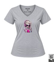 Rock Star DJ Tattooed Woman Women's Red V-Neck T-Shirt - Image 7