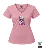 Rock Star DJ Tattooed Woman Women's Red V-Neck T-Shirt